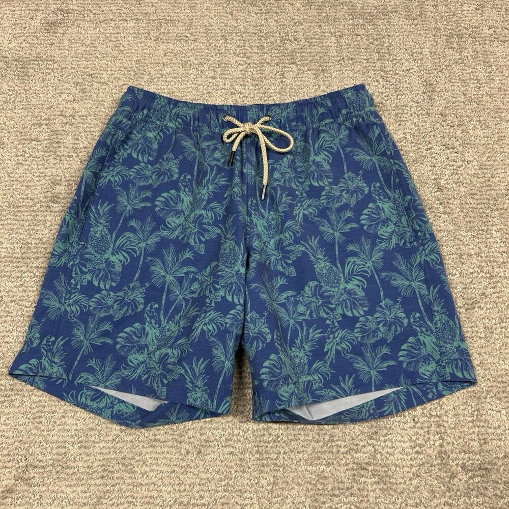 Fair Harbor Swim Trunks Mens Small Shorts Lined Pockets Pineapple Parrots Palm